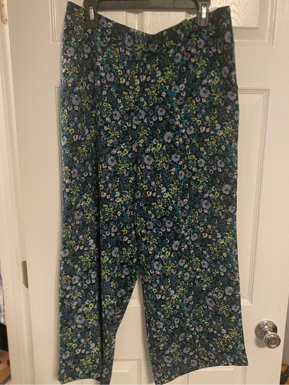 LOFT Floral Wide Leg Crop Pants in Black, Green, Yellow, Purple